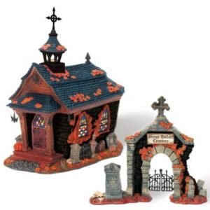 Department 56 Legends of Sleepy Hollow-Ween Church with Cemetery Gate Lit House and Accessory (Set of 2) Department 56 Legends of Sleepy Hollow-Ween Church with Cemetery Gate Lit House and Accessory (Set of 2)