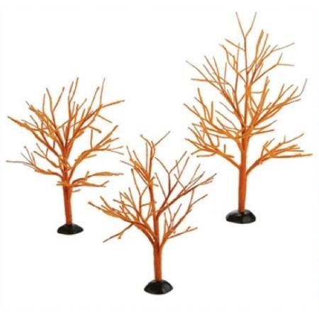 Department 56 Halloween Village Orange Bare Branch Trees 2011